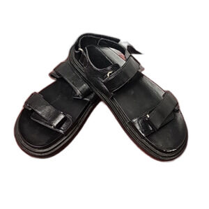 Zaba Sandals Leather Black Size 10 EU 41 Strappy Rubber Bottoms